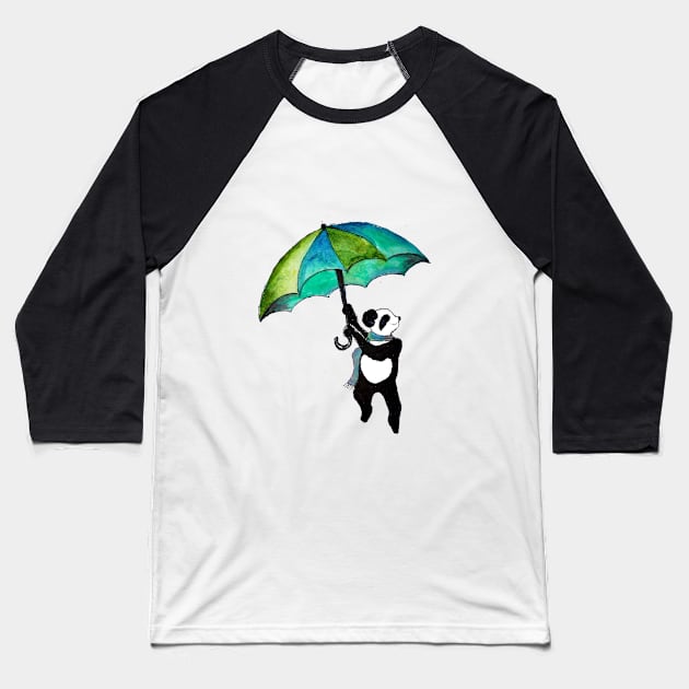 Panda Takes Off! Baseball T-Shirt by sophia.ursula